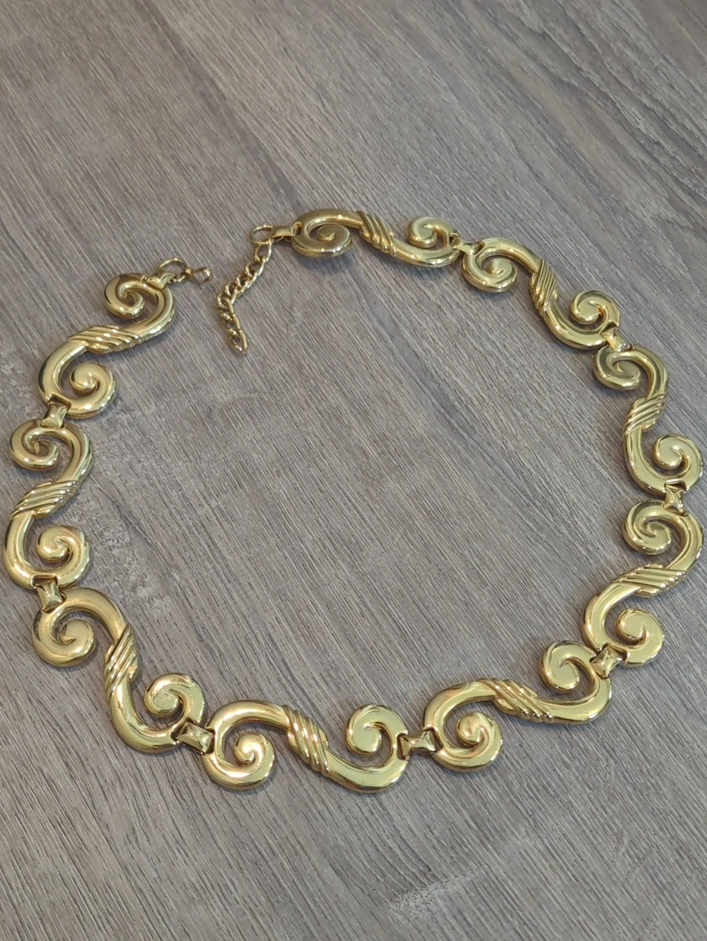 Vintage 90s Escada Spain Scroll Gold Chain Belt - Picture 1 of 9